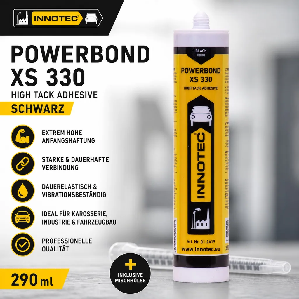 INNOTEC Powerbond XS 330 schwarz 290ml Klebemasse inklusive Mischhülse