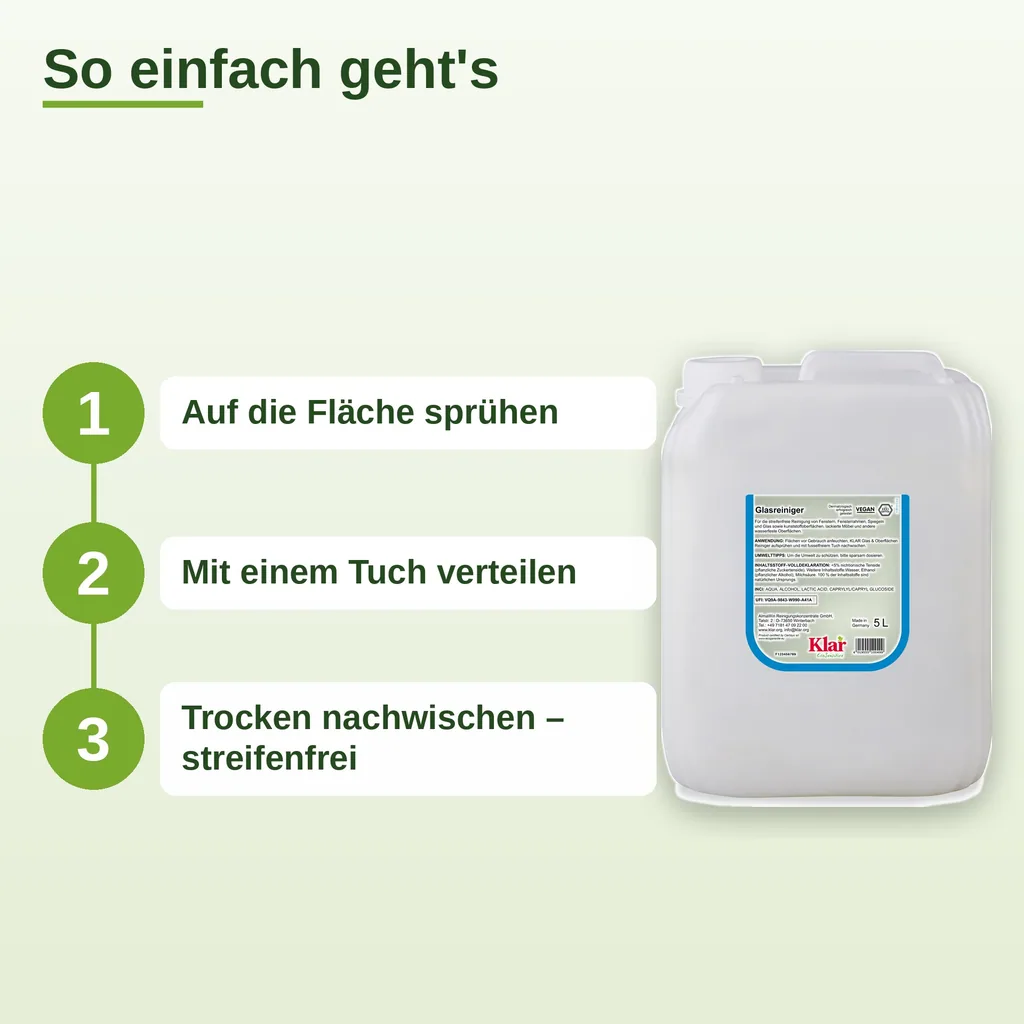 KLAR Glas- und Oberflächenreiniger 5 Liter ohne Duft