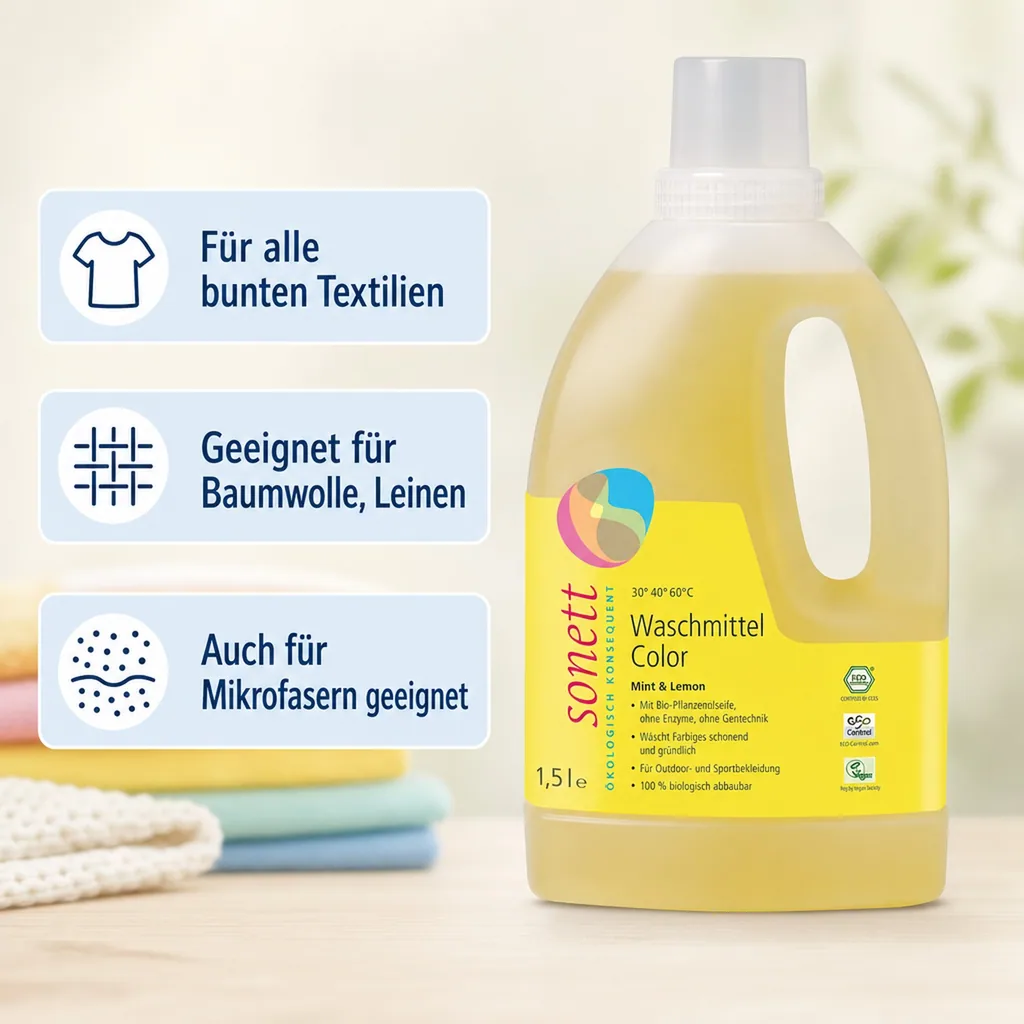 SONETT Waschmittel color Mint & Lemon flüssig 1,5 Liter