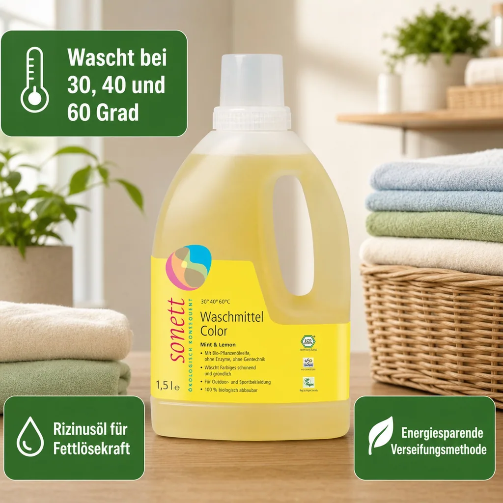 SONETT Waschmittel color Mint & Lemon flüssig 1,5 Liter