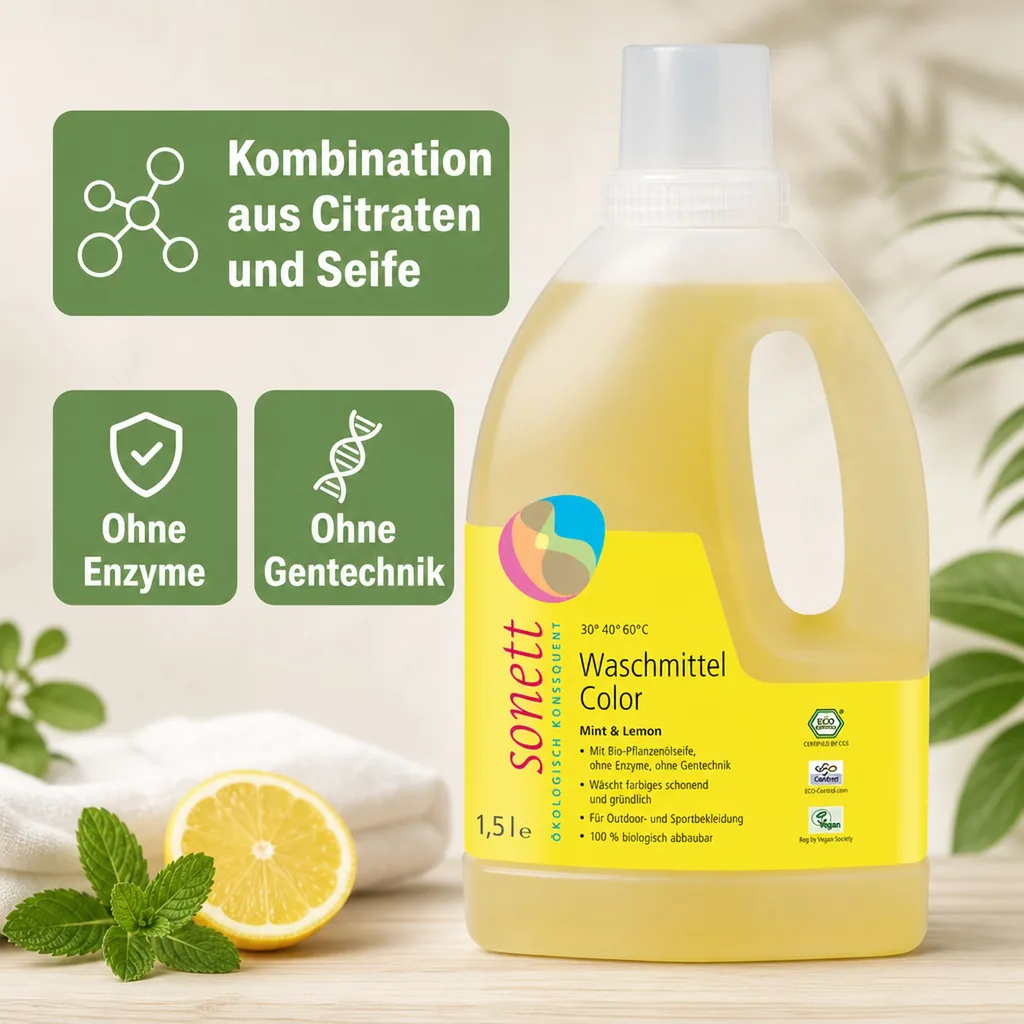 SONETT Waschmittel color Mint & Lemon flüssig 1,5 Liter