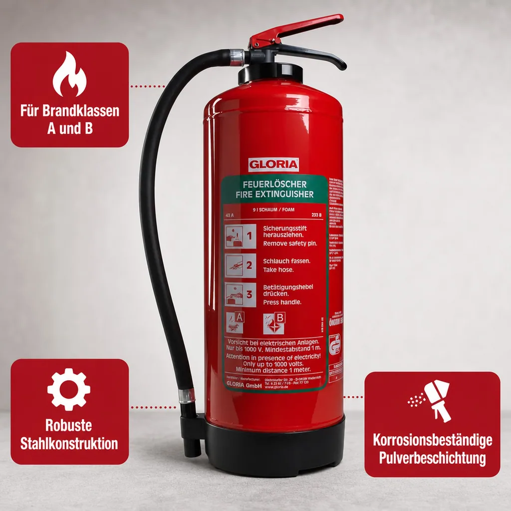 Feuerlöscher, Schaumlöscher - SDB 6, mit Wandhalter und Manometer