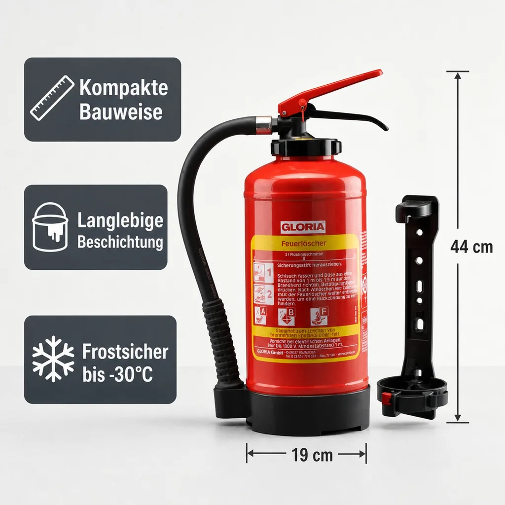 Feuerlöscher, Fettbrandlöscher- FB3EASY mit Wandhalter, Der kompakte und effektive Feuerlöscher für Fettbrände