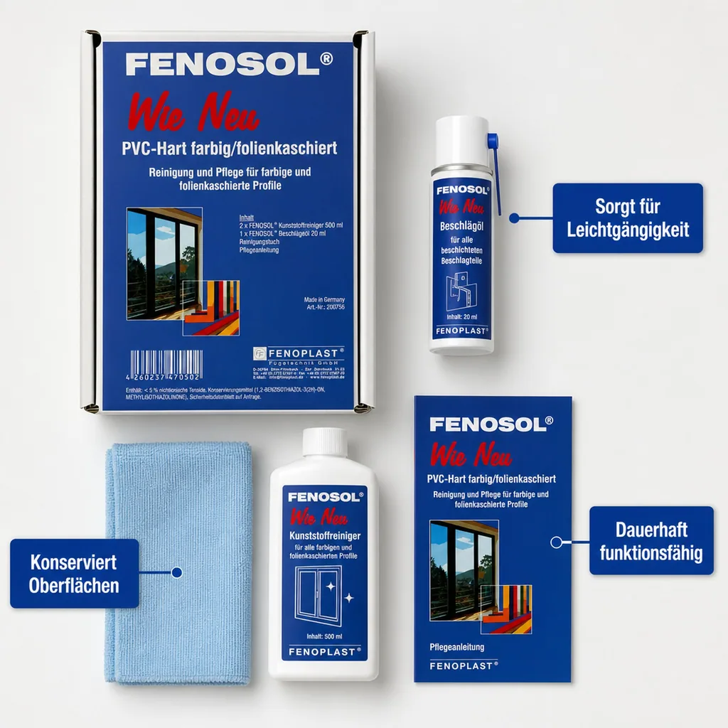 FENOPLAST Fenosol WIE NEU PVC-Hart farbig/folienkaschiert Fensterpflegeset