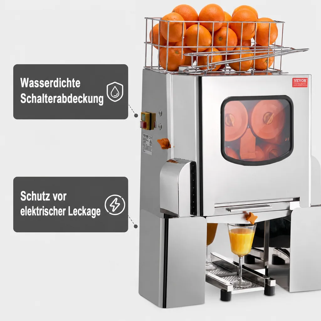 Saftpresse, Zitruspresse, Orangenpresse - Edelstahl, Kommerziell, 49,5 x 32,0 x 78,0 cm