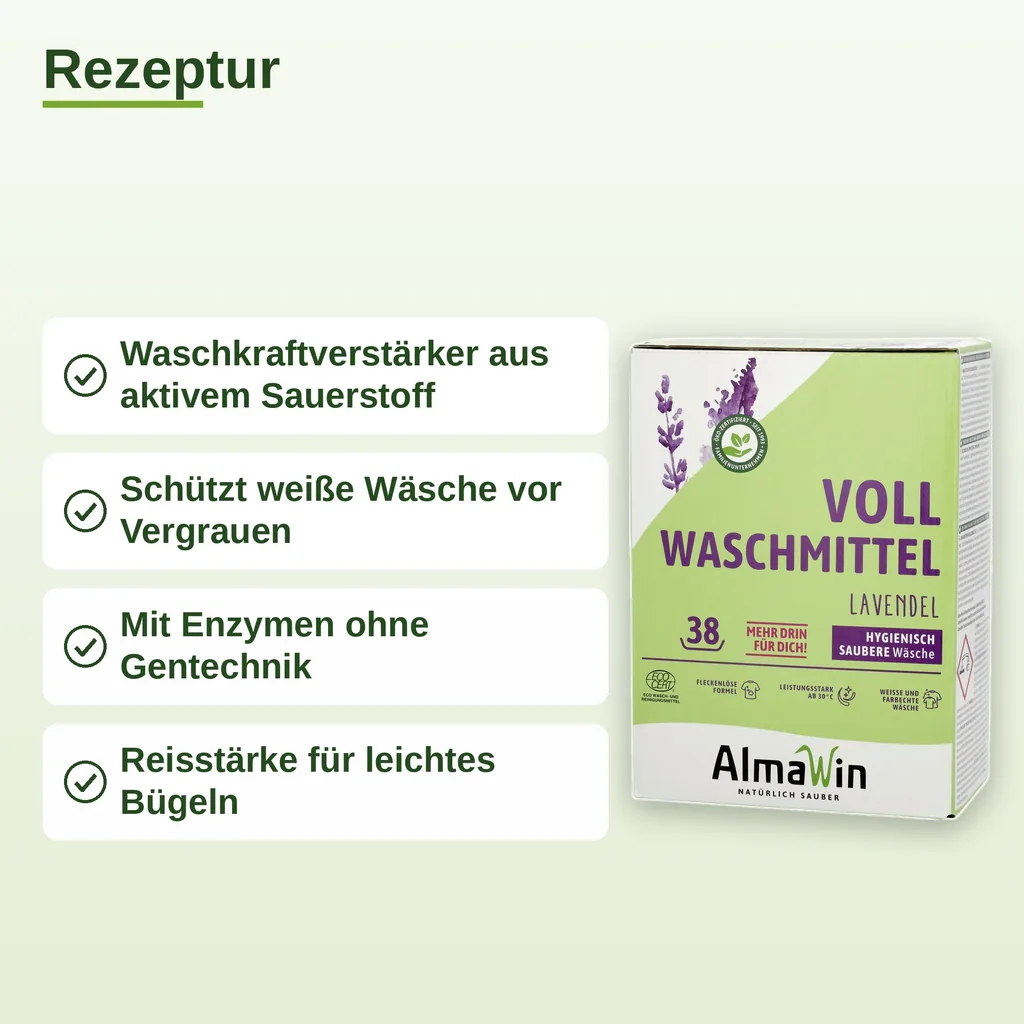 ALMAWIN Vollwaschmittel 2kg 36 Waschgänge