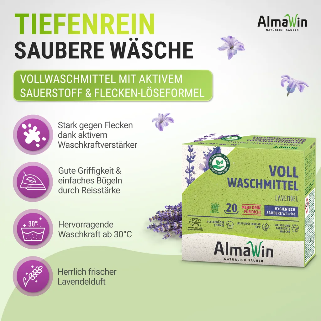 ALMAWIN Vollwaschmittel 1080g 19 Waschgänge