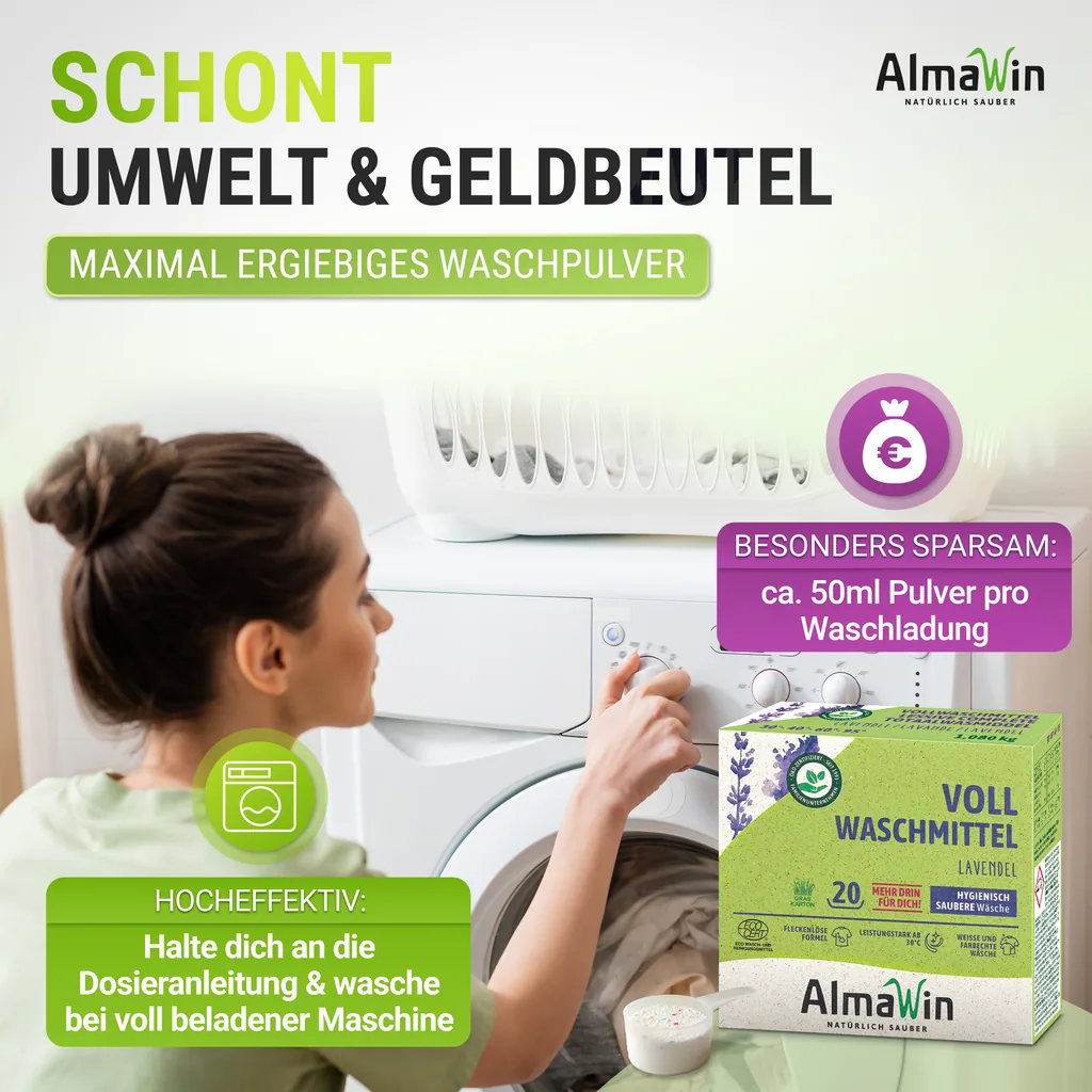 ALMAWIN Vollwaschmittel 1080g 19 Waschgänge
