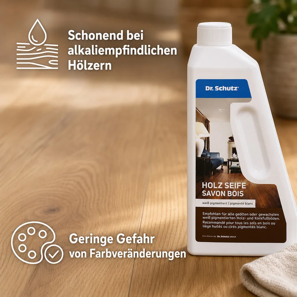 DR. SCHUTZ Holz Seife 750ml Reiniger weiß für geölt-gewachste Holz- und Korkböden
