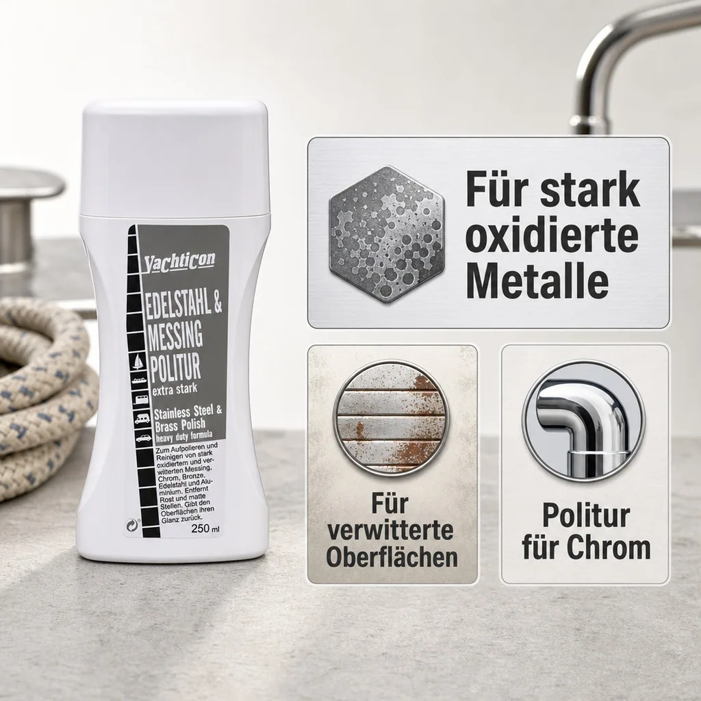 YACHTICON Edelstahl + Messing Politur 250 ml extra stark