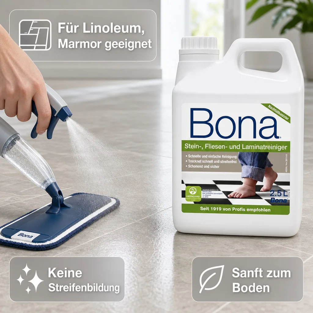 BONA Reiniger 2,5 Liter für Stein-, Fliesen- & Laminat NF-Kanister f. Spray Mopp