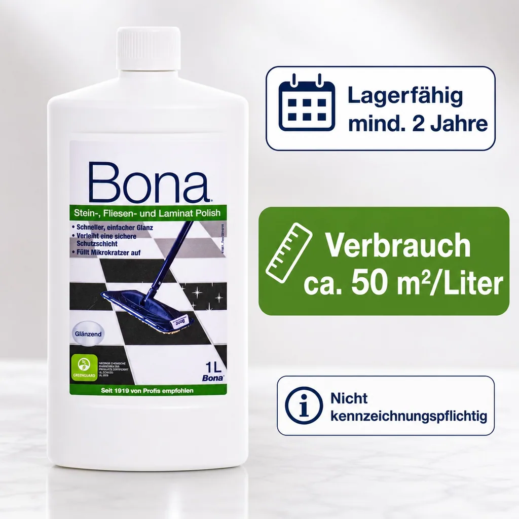 BONA Polish 1 Liter für Fliesen, Stein und Laminat glänzend gloss