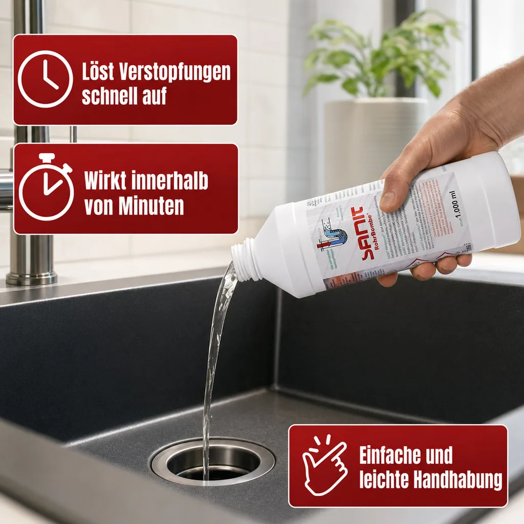 SANIT Rohrbombe flüssig 1 Liter Rohrreiniger
