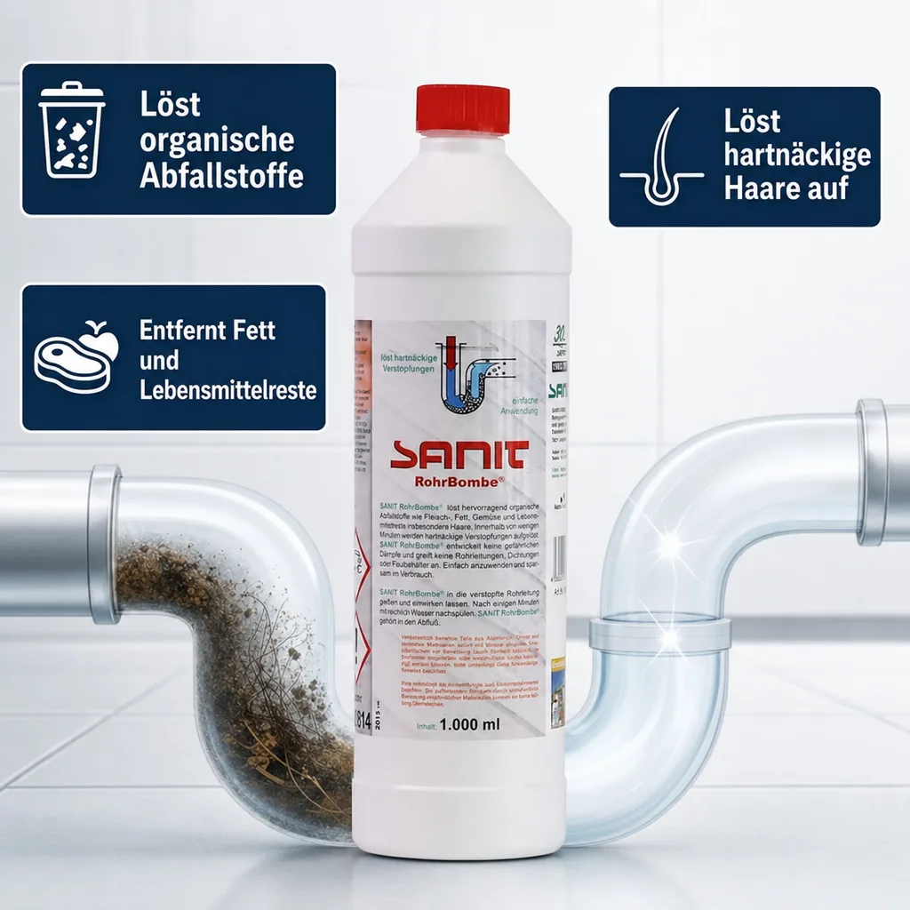 SANIT Rohrbombe flüssig 1 Liter Rohrreiniger