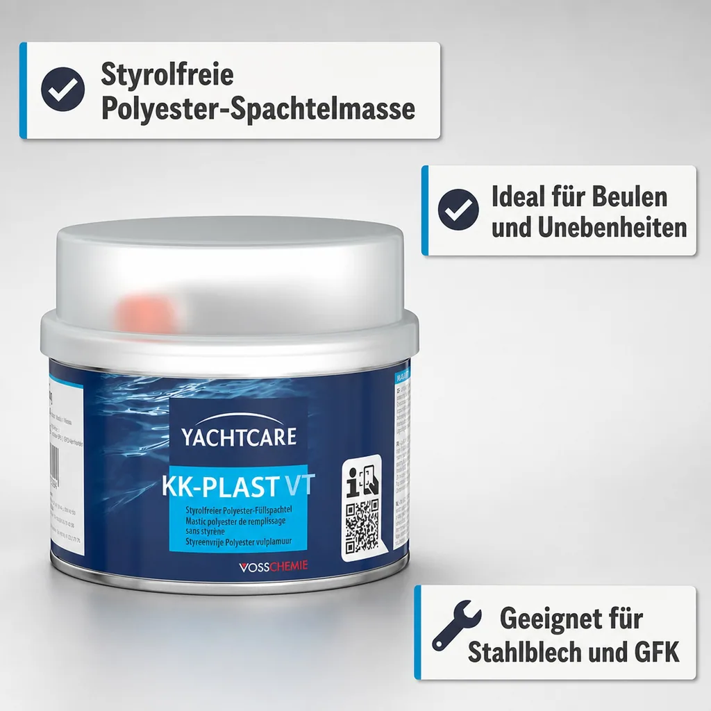 YACHTCARE KK-Plast VT Füllspachtel Polyesterspachtel grau 500 g
