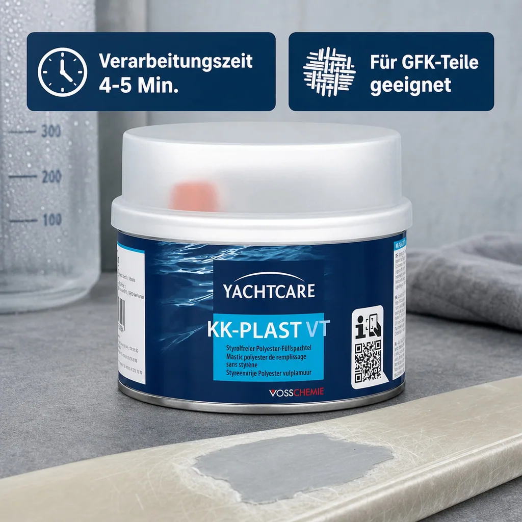 YACHTCARE KK-Plast VT Füllspachtel Polyesterspachtel grau 250 g