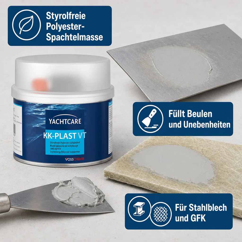 YACHTCARE KK-Plast VT Füllspachtel Polyesterspachtel grau 250 g