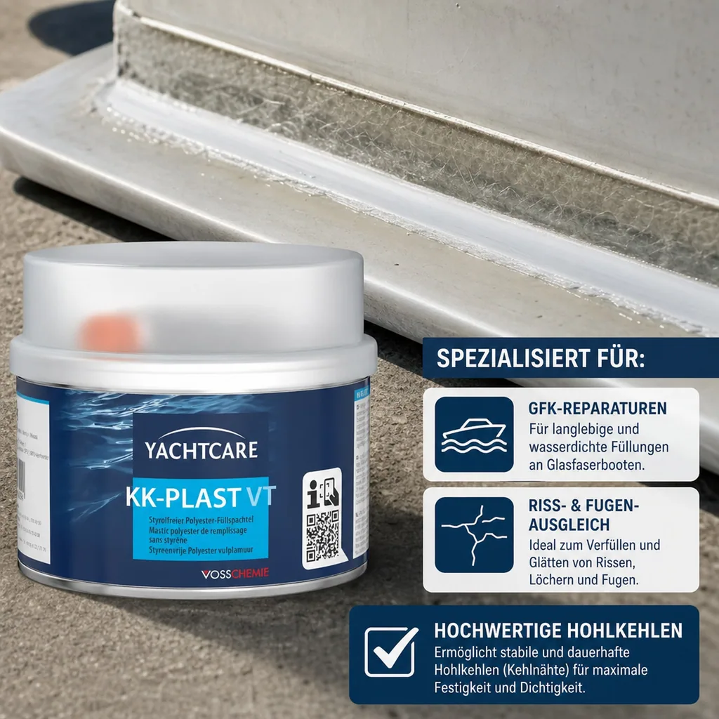 YACHTCARE KK-Plast VT Füllspachtel Polyesterspachtel grau 250 g