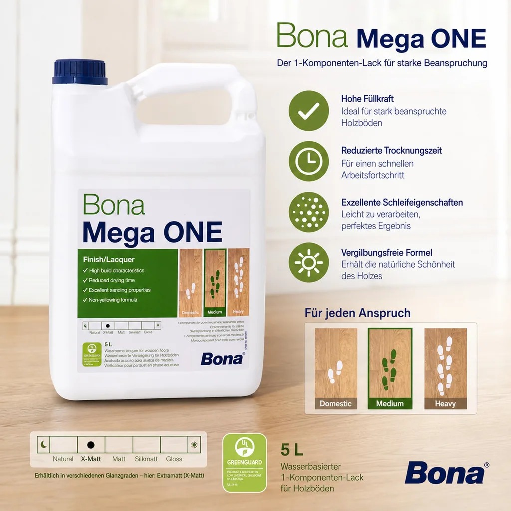 BONA Mega EVO 1K-Wasserlack 5 Liter 