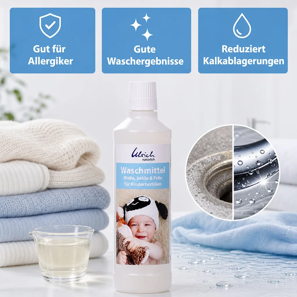 ULRICH natürlich Waschmittel für Kindertextilien 500 ml flüssig Wolle, Seide & Felle