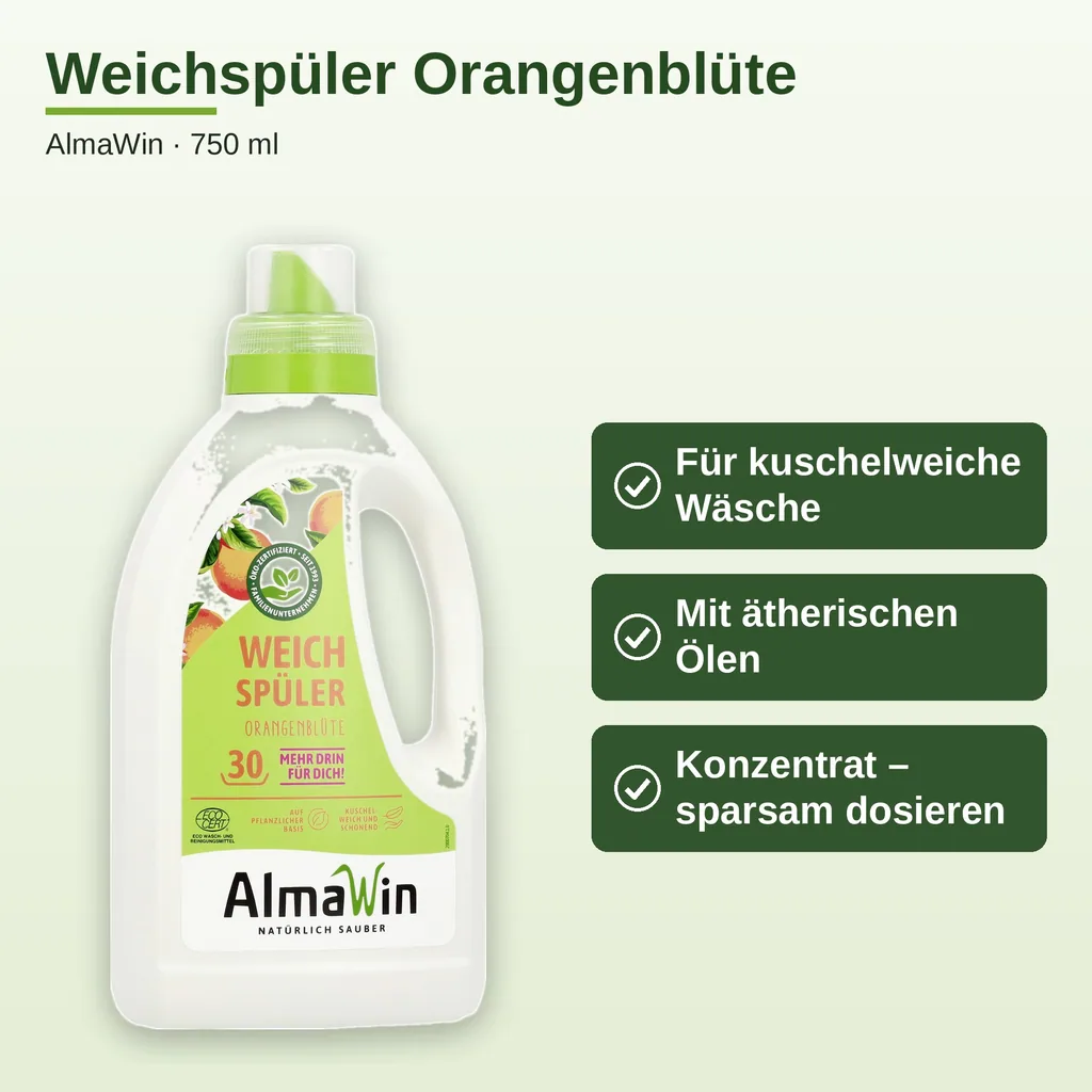 ALMAWIN Weichspüler 750 ml mit Orangenblüte