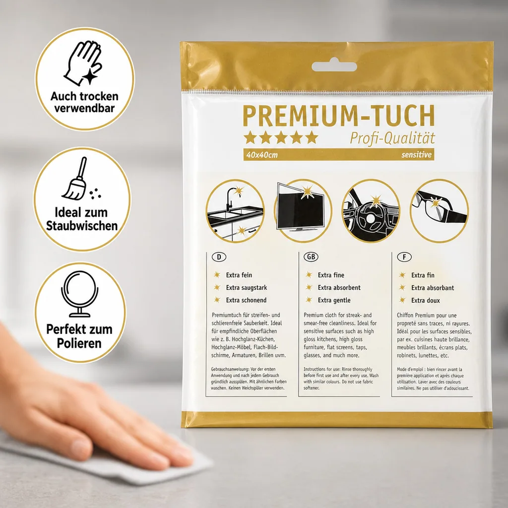 HOTREGA Mikrofasertuch PREMIUM sensitive 30 x 30 mm weiß