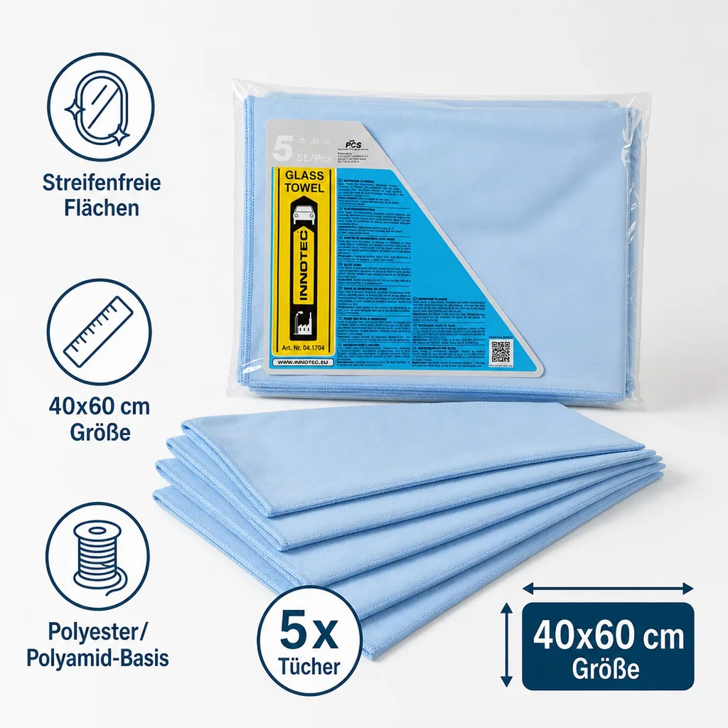 INNOTEC Glass Towel blau 5 Stück Packung 04.174
