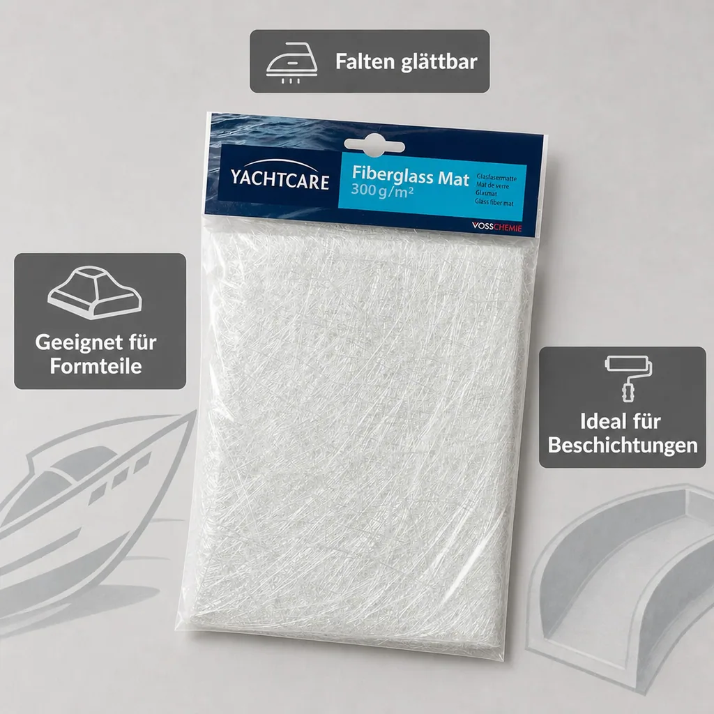 YACHTCARE Fiberglas Mat 300 g Glasmatte 1 m² Inhalt Glasfasermatte