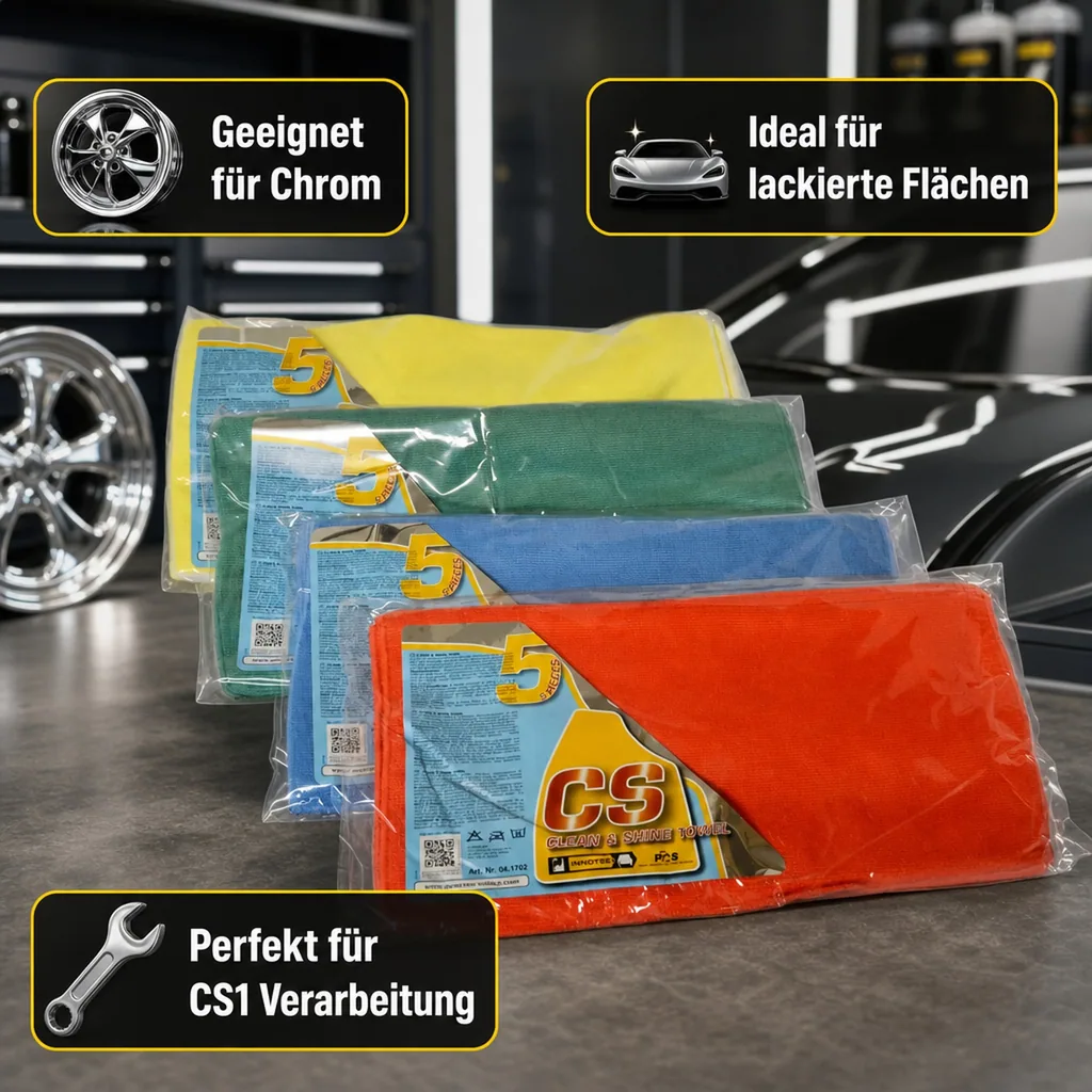 INNOTEC Clean and Shine Towels grün Poliertuch 5 Stück Packung