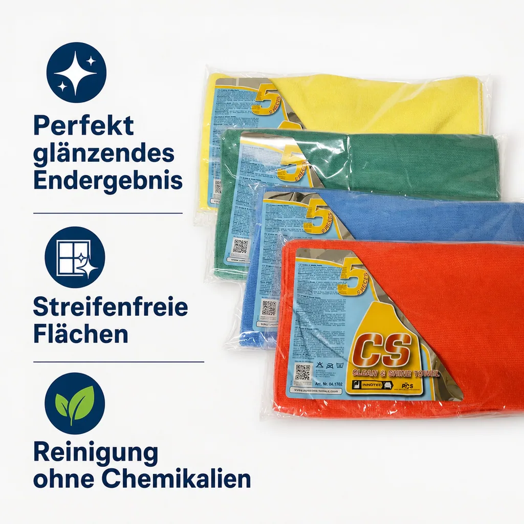 INNOTEC Clean and Shine Towels grün Poliertuch 5 Stück Packung