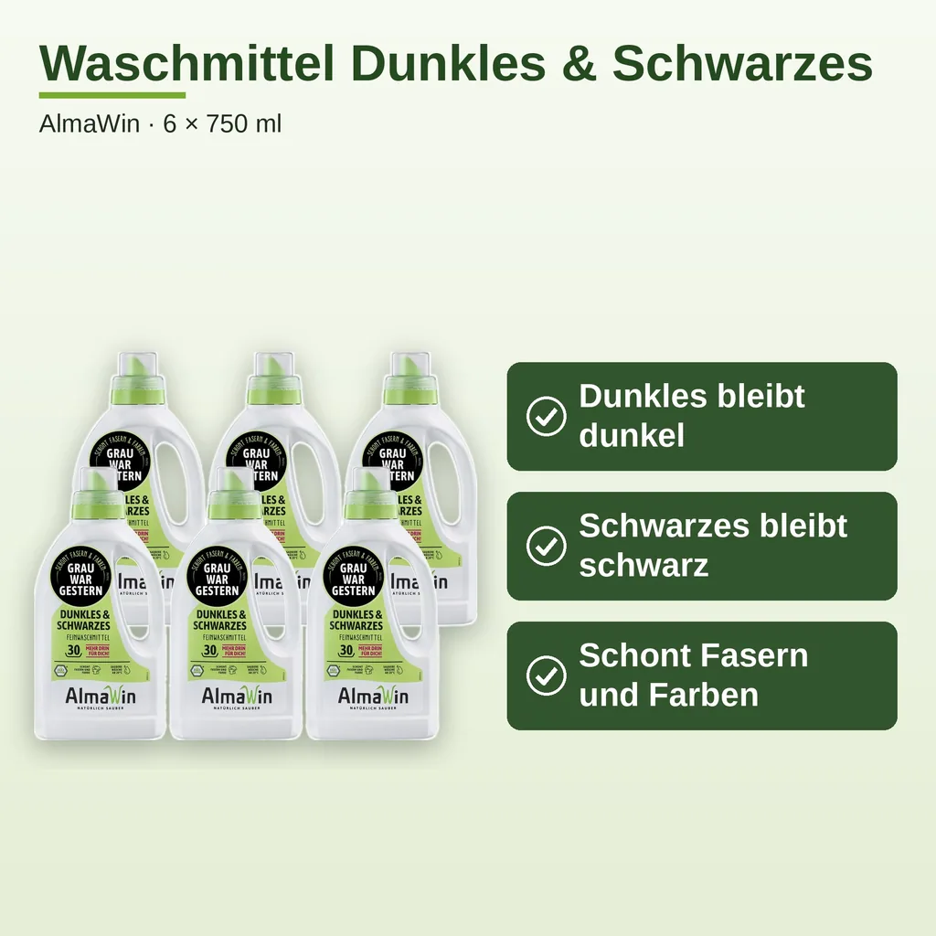 ALMAWIN Waschmittel für Dunkles und Schwarzes 6 x 750 ml