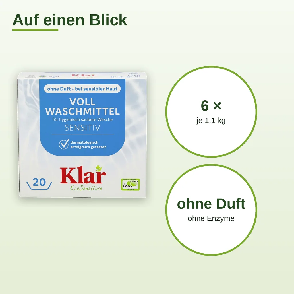 KLAR Vollwaschmittel Pulver 6 x 1,1 kg