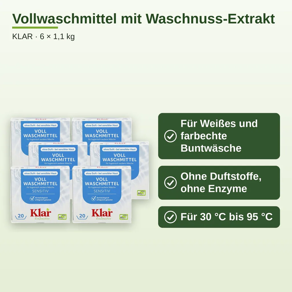 KLAR Vollwaschmittel Pulver 6 x 1,1 kg