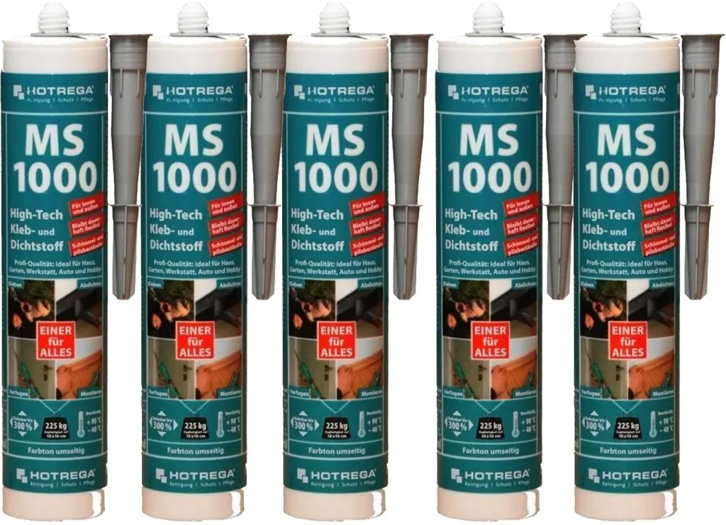 HOTREGA MS 1000 High Tech Kleb- und Dichtstoff 5 x 290 ml grau