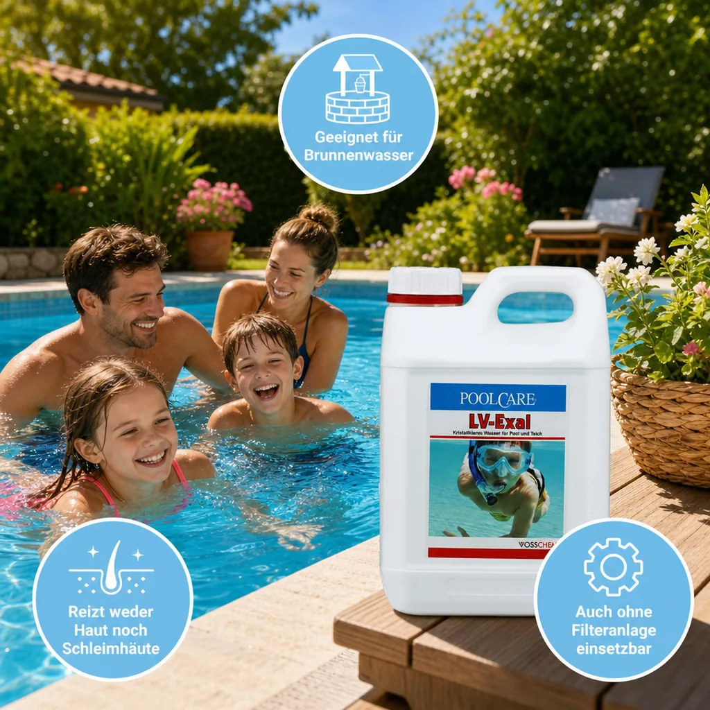 VOSSCHEMIE Poolcare LV Exal 1 Liter Wasserpflege - Algenvorbeugung ohne Chlor