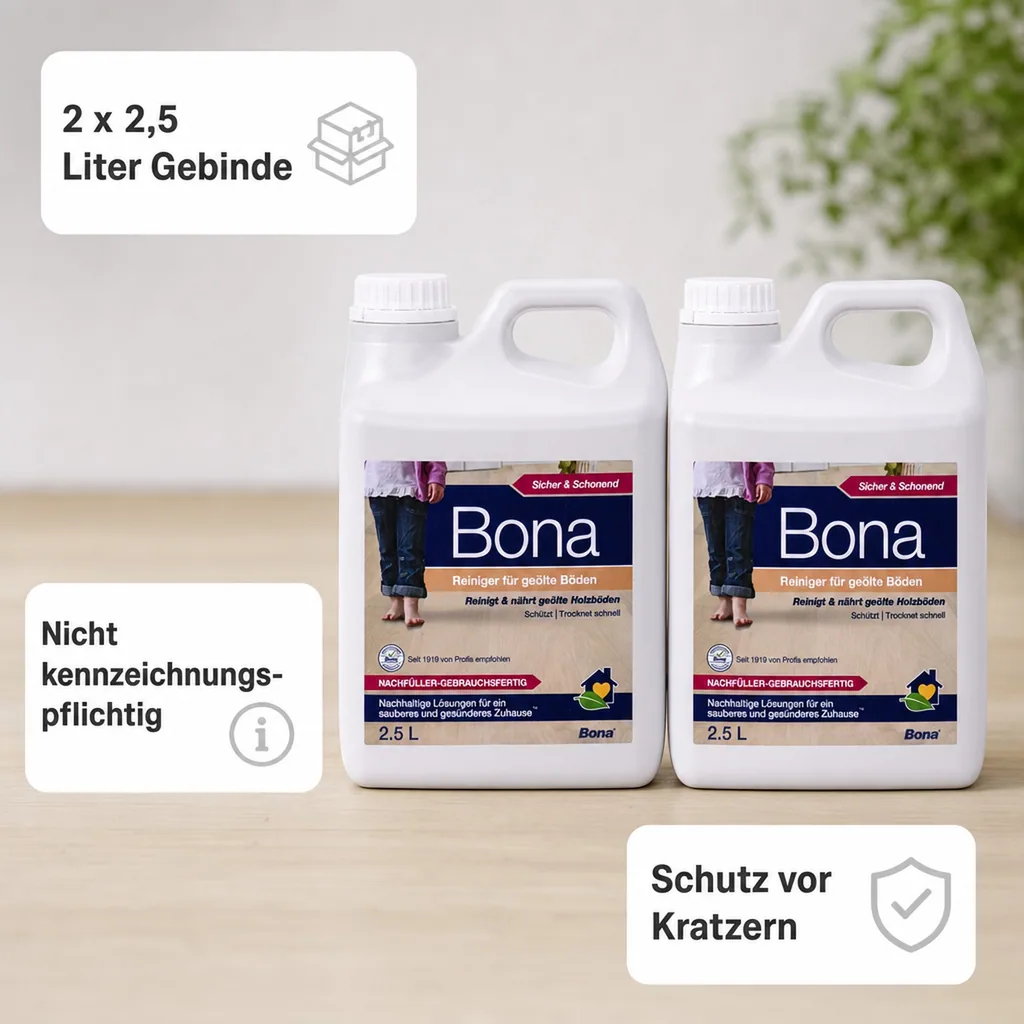 BONA Reiniger 2,5 Liter x 2 für geölte Böden NF-Kanister f. Spray Mopp
