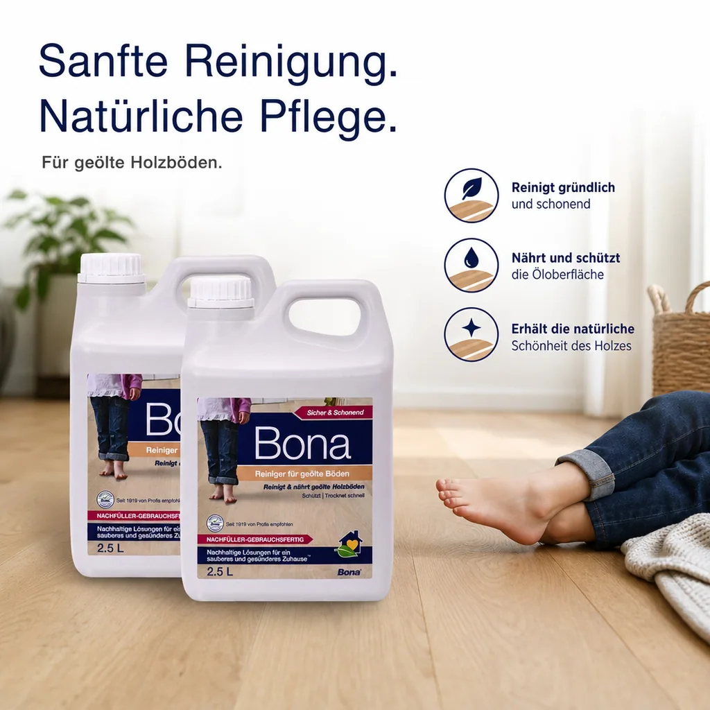 BONA Reiniger 2,5 Liter x 2 für geölte Böden NF-Kanister f. Spray Mopp