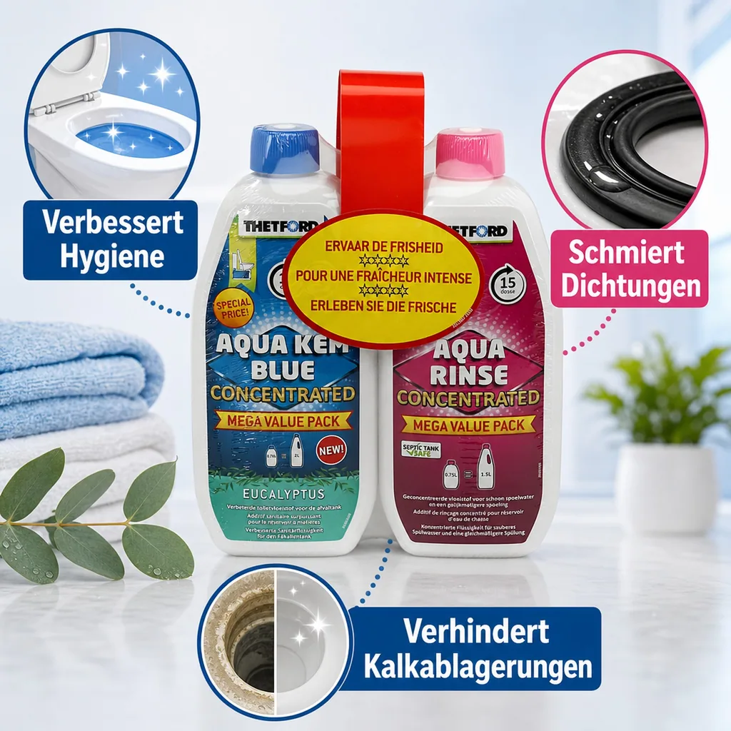 THETFORD Duopack Aqua Kem Blue Eucalyptus 0,78 Liter & Aqua Rinse 0,75 Liter