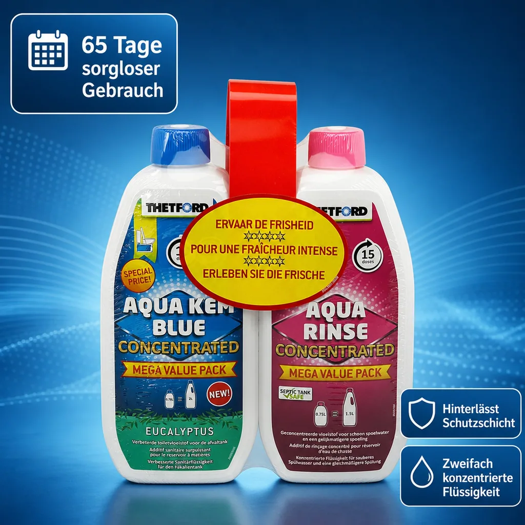 THETFORD Duopack Aqua Kem Blue Eucalyptus 0,78 Liter & Aqua Rinse 0,75 Liter