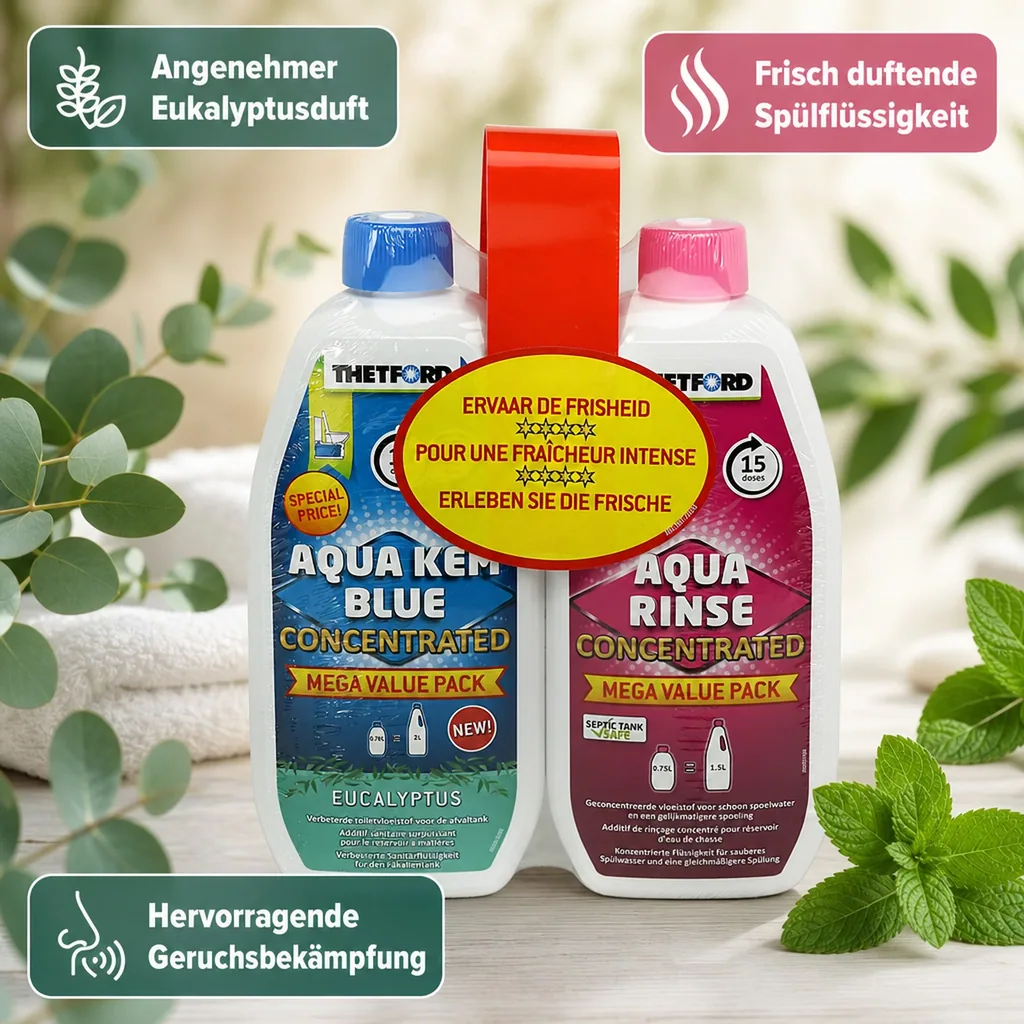 THETFORD Duopack Aqua Kem Blue Eucalyptus 0,78 Liter & Aqua Rinse 0,75 Liter