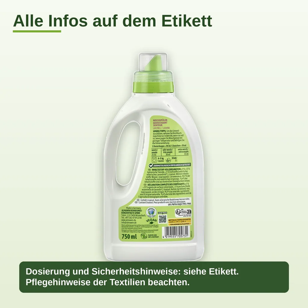 ALMAWIN Weichspüler 6 x 750 ml mit Lavendelduft