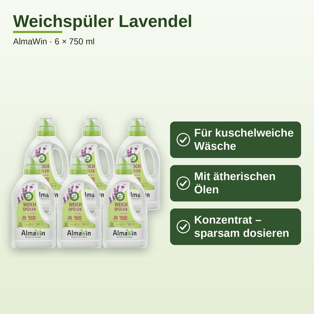ALMAWIN Weichspüler 6 x 750 ml mit Lavendelduft