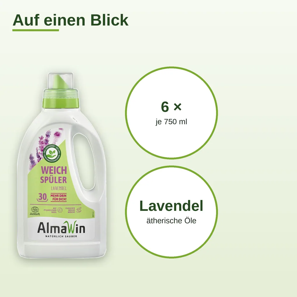 ALMAWIN Weichspüler 6 x 750 ml mit Lavendelduft