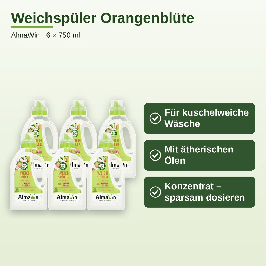 ALMAWIN Weichspüler 6 x 750 ml mit Orangenblüte