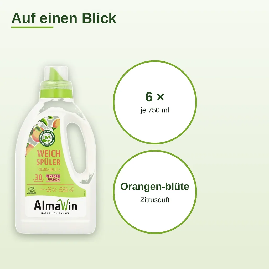 ALMAWIN Weichspüler 6 x 750 ml mit Orangenblüte