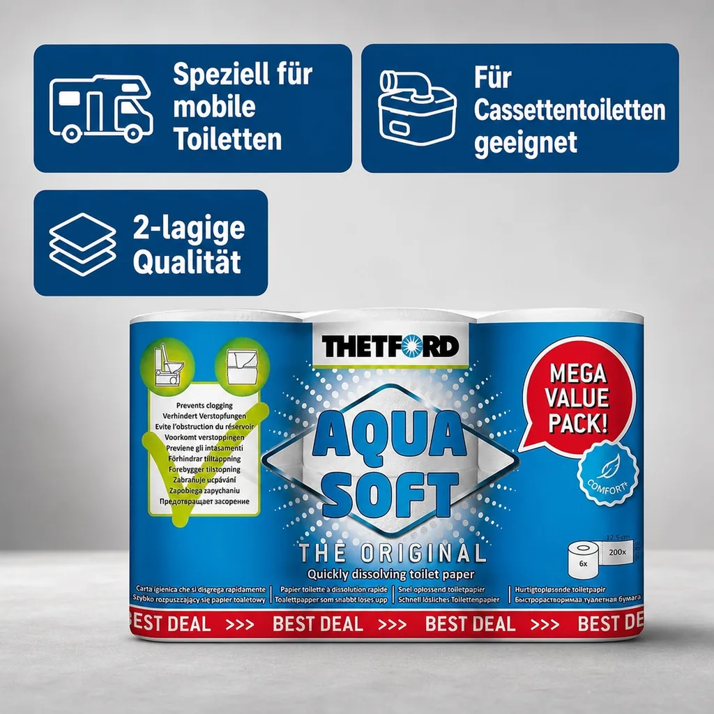 THETFORD Aqua Soft Toilettenpapier 1 Packung = 6 Rollen