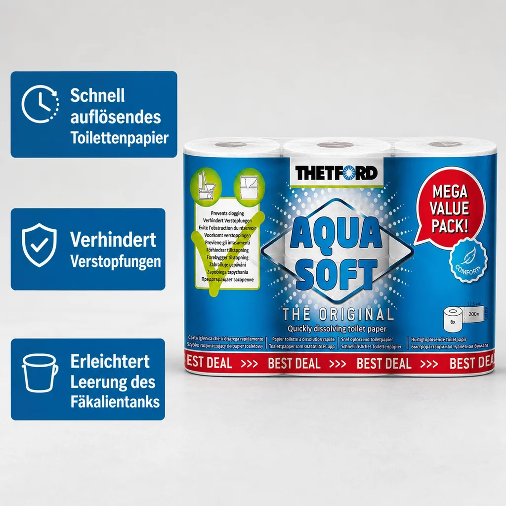 THETFORD Aqua Soft Toilettenpapier 1 Packung = 6 Rollen