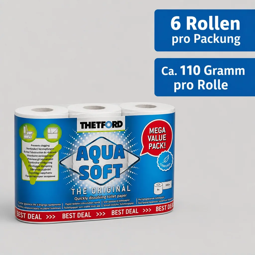 THETFORD Aqua Soft Toilettenpapier 1 Packung = 6 Rollen