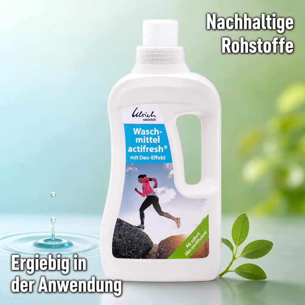 ULRICH natürlich Waschmittel actifresh 1 Liter mit Deo-Effekt NCP-vegan zertifiziert