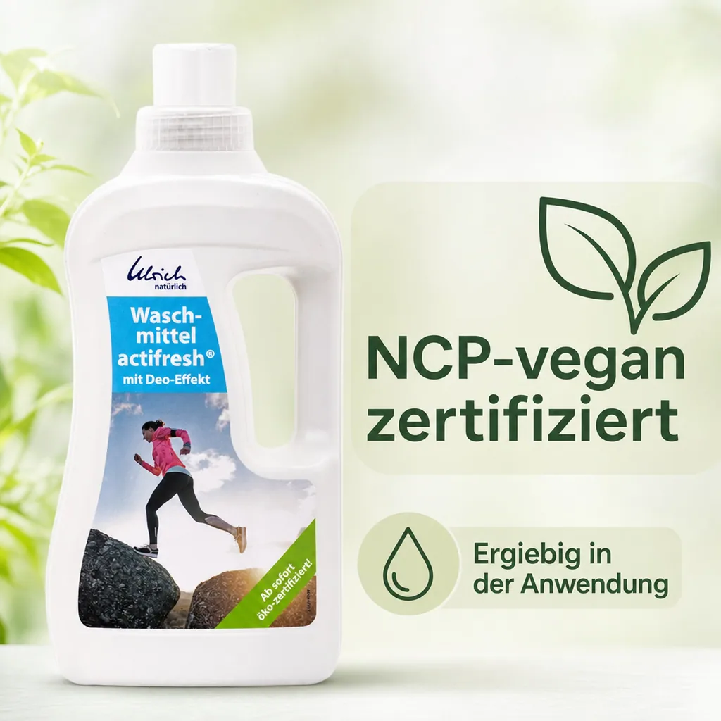 ULRICH natürlich Waschmittel actifresh 1 Liter mit Deo-Effekt NCP-vegan zertifiziert